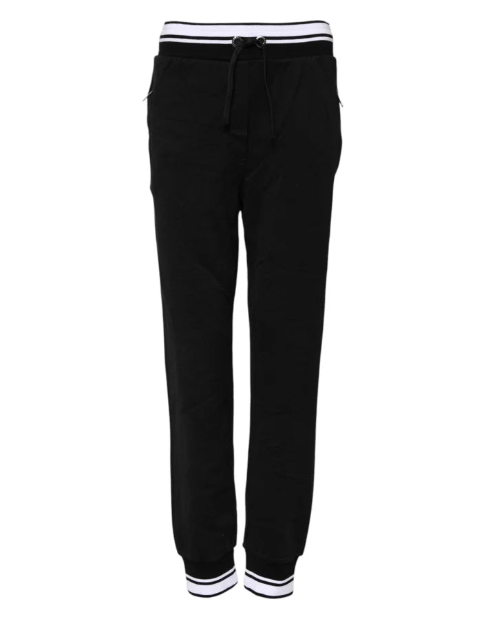 Dolce & Gabbana Black Cotton Mid Waist Jogger Pants