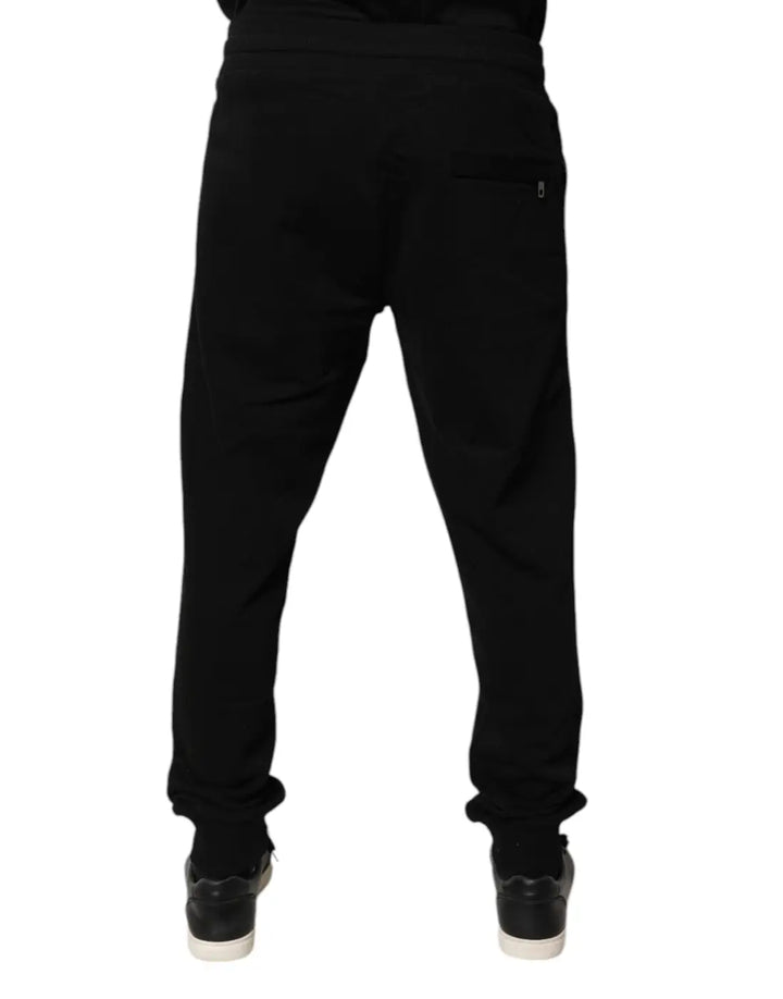 Dolce &amp; Gabbana Black Cotton Mid Waist Jogger Sweatpants Pants