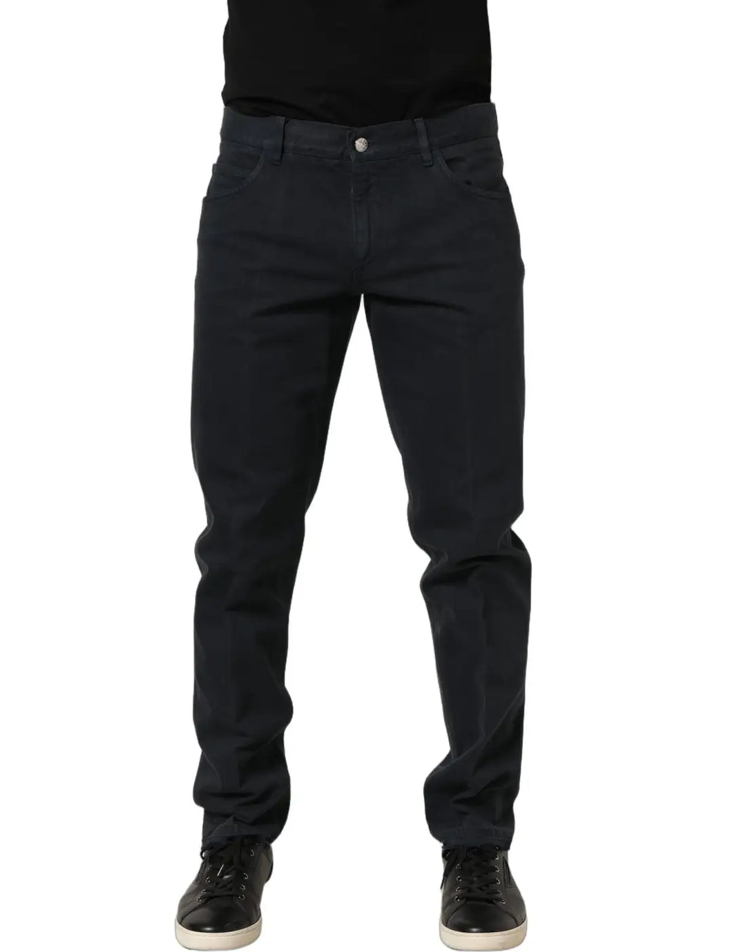 Dolce & Gabbana Black Cotton Mid Waist Skinny Men Denim Jeans