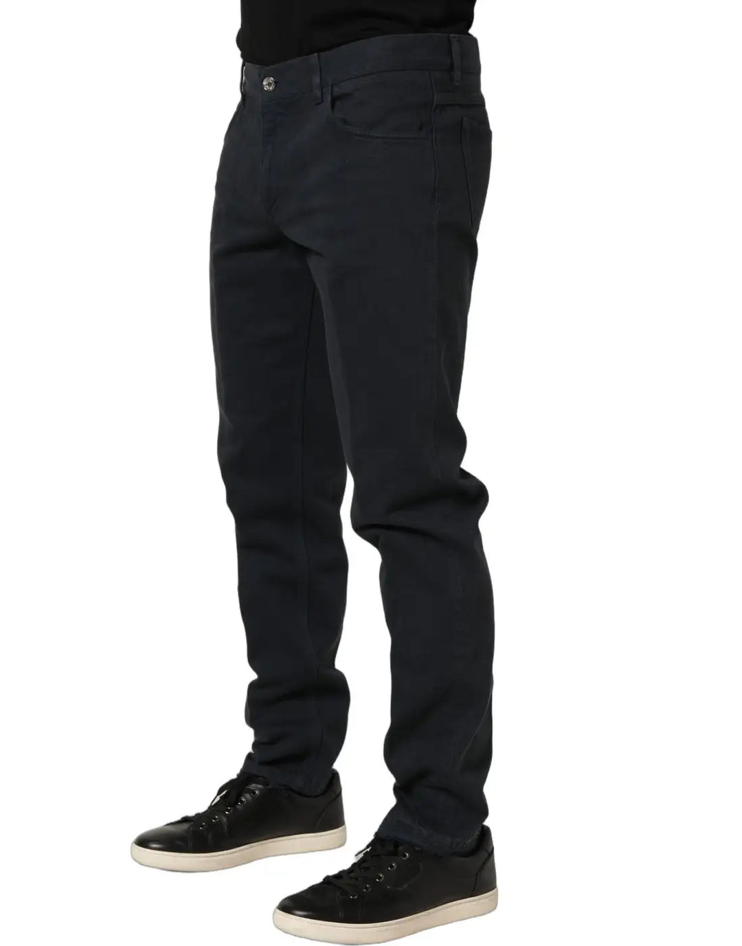 Dolce &amp; Gabbana Black Cotton Mid Waist Skinny Men Denim Jeans