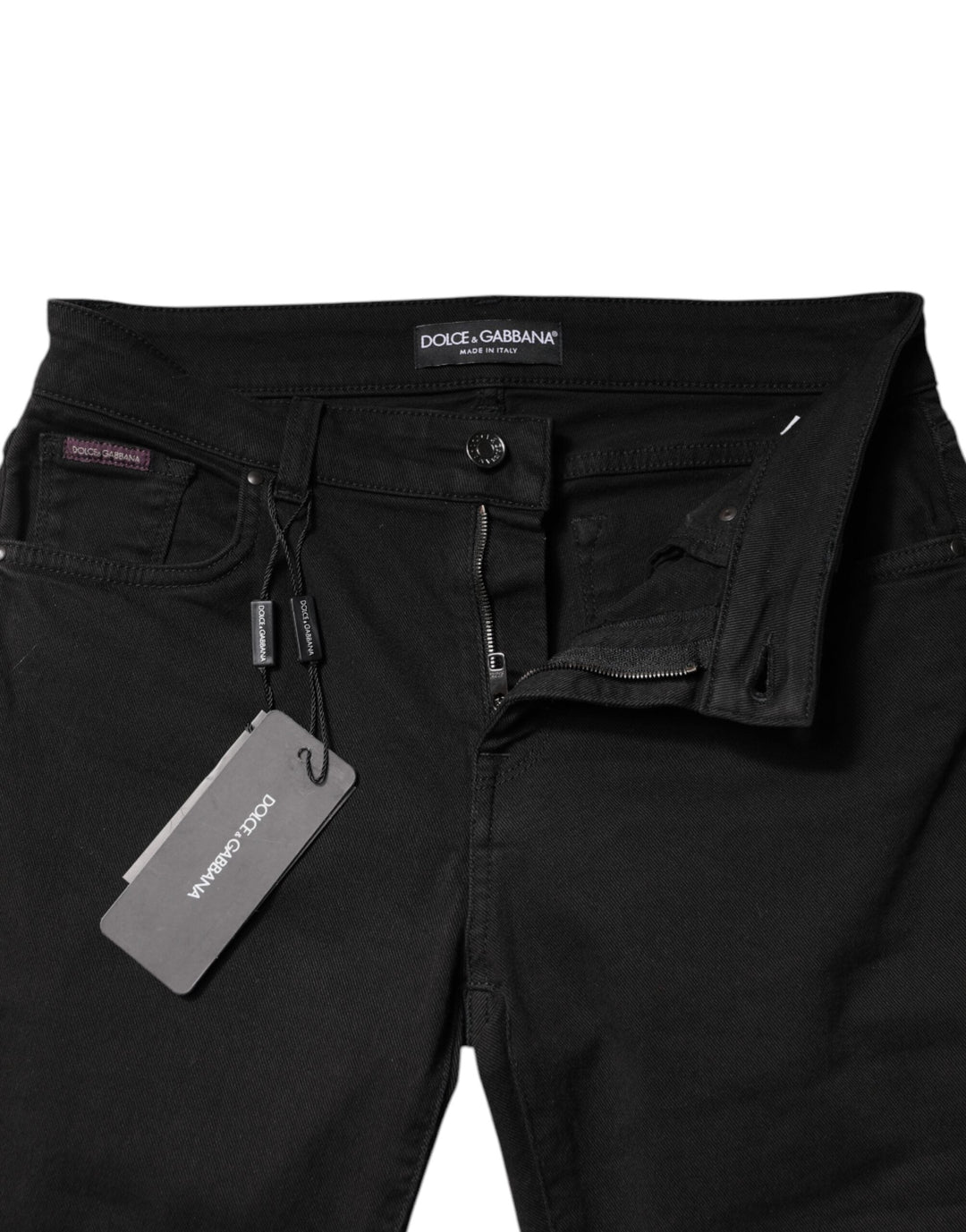 Dolce &amp; Gabbana Black Cotton Mid Waisted Skinny Denim Jeans