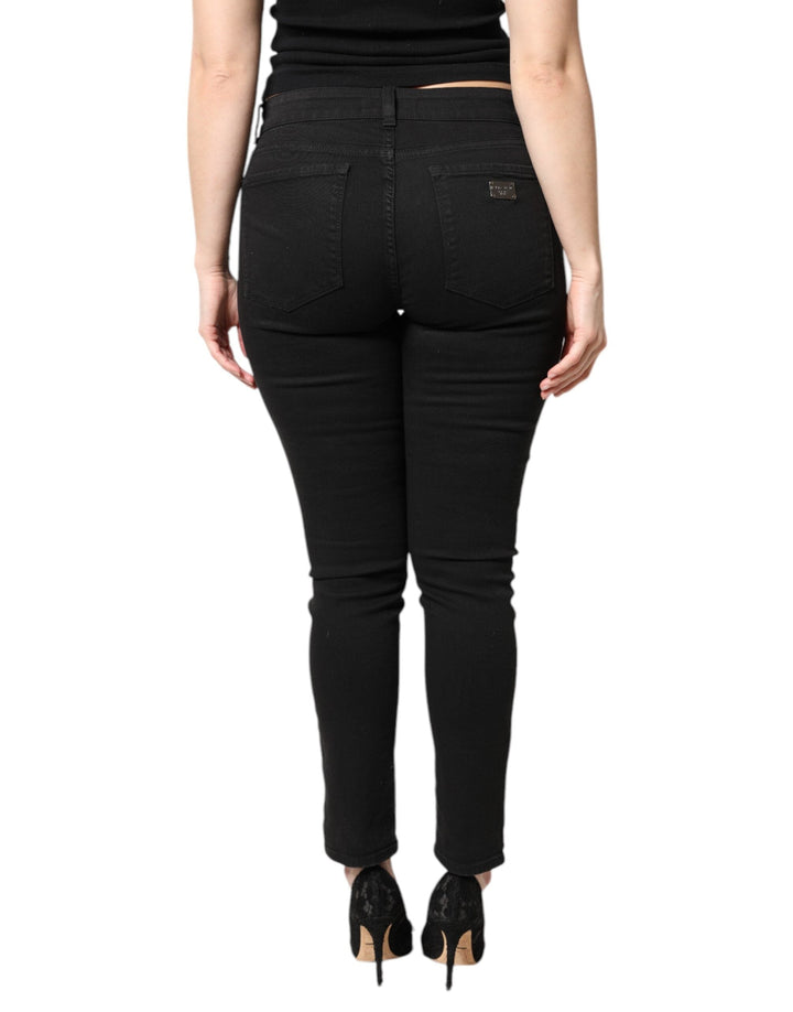 Dolce &amp; Gabbana Black Cotton Mid Waisted Skinny Denim Jeans