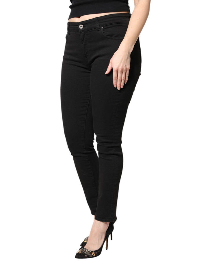 Dolce &amp; Gabbana Black Cotton Mid Waisted Skinny Denim Jeans