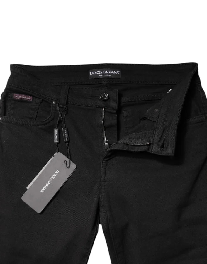 Dolce & Gabbana Black Cotton Mid Waisted Skinny Denim Jeans