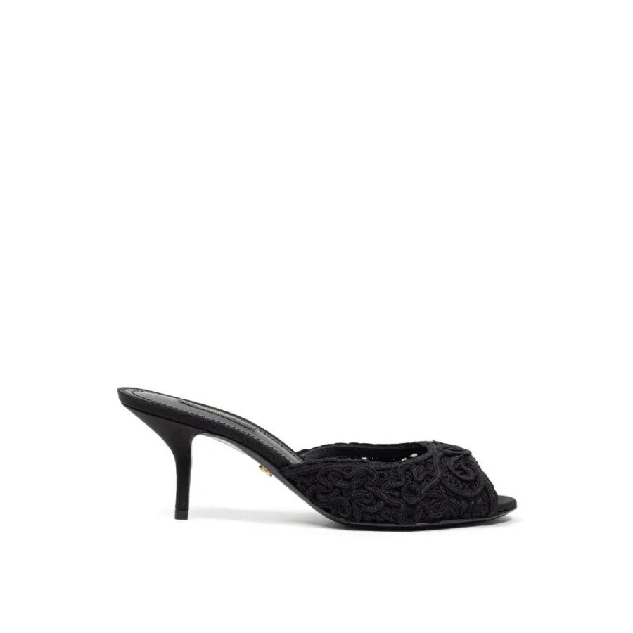 Dolce & Gabbana Black Cotton Mules
