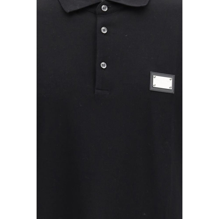 Dolce &amp; Gabbana Black Cotton Polo Shirt