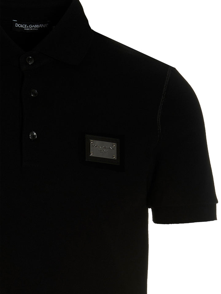 Dolce &amp; Gabbana Black Cotton Polo Shirt