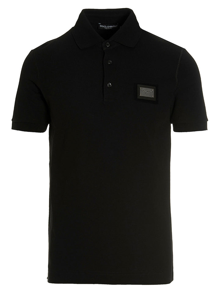 Dolce &amp; Gabbana Black Cotton Polo Shirt