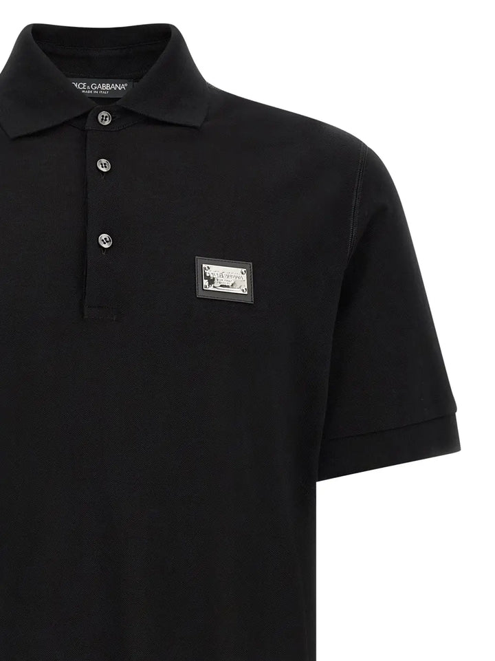 Dolce &amp; Gabbana Black Cotton Polo Shirt