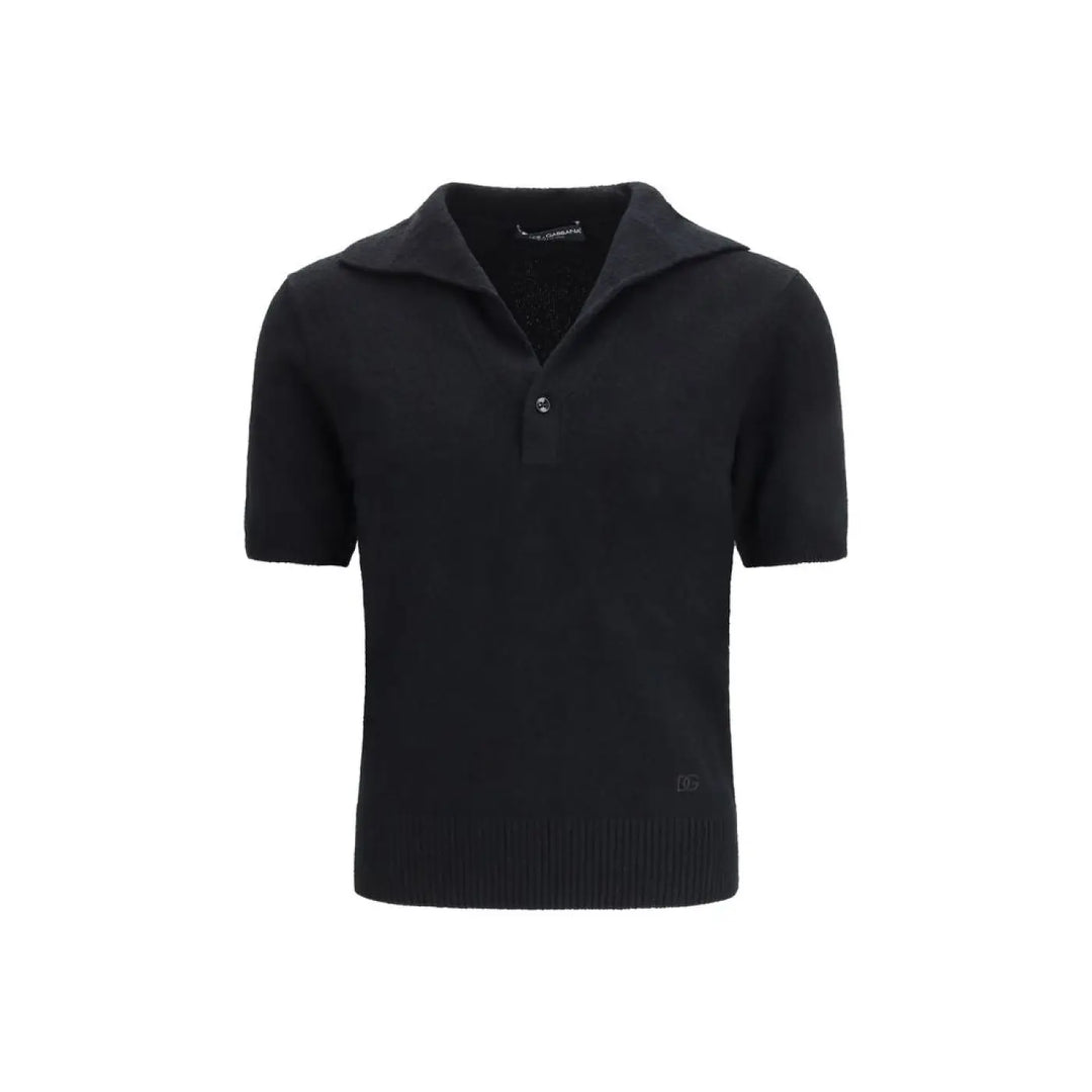 Dolce & Gabbana Black Cotton Polo Shirt
