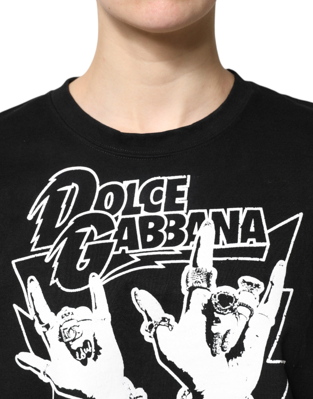 Dolce &amp; Gabbana - Black Cotton Printed Short Sleeves T-shirt