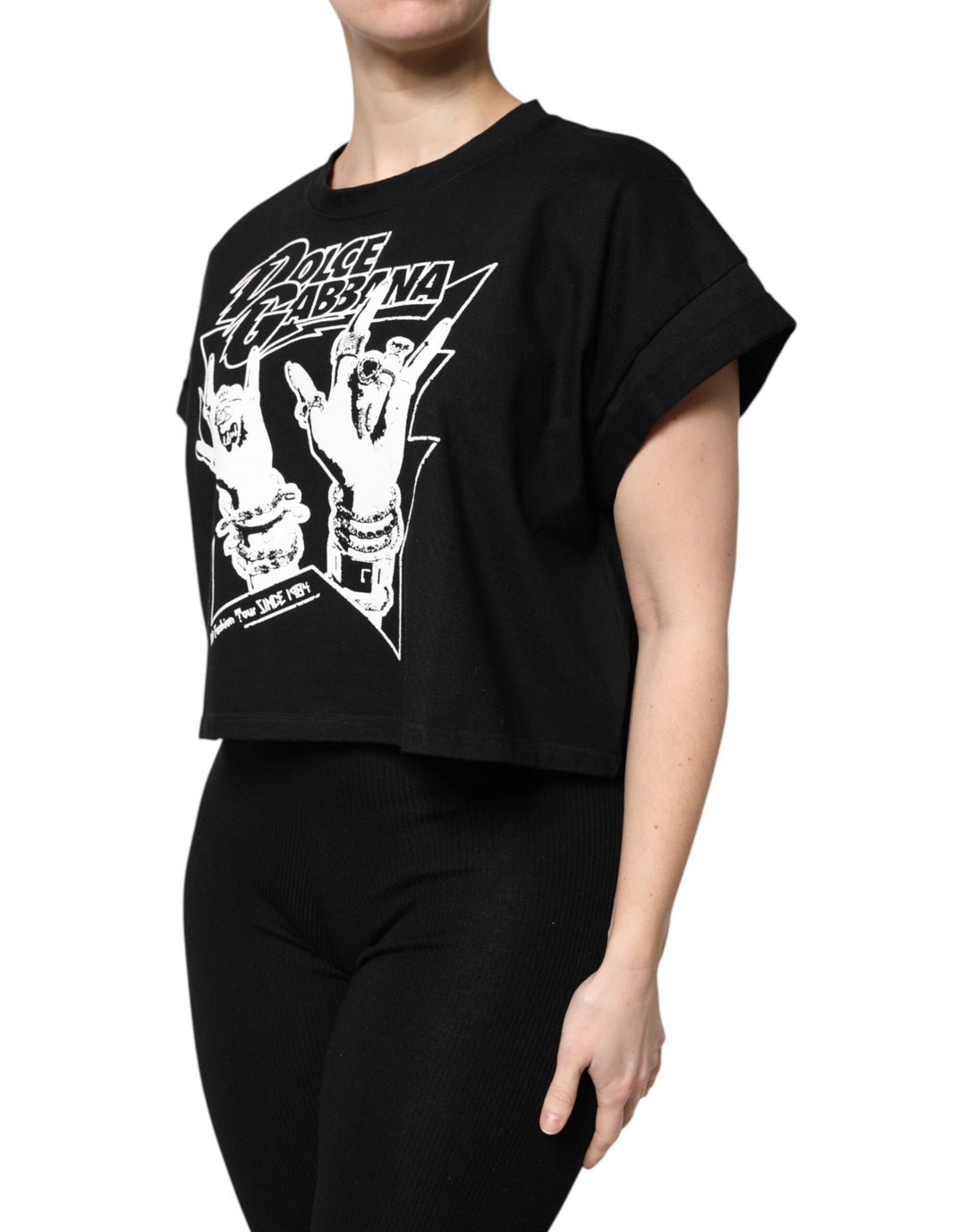 Dolce &amp; Gabbana - Black Cotton Printed Short Sleeves T-shirt