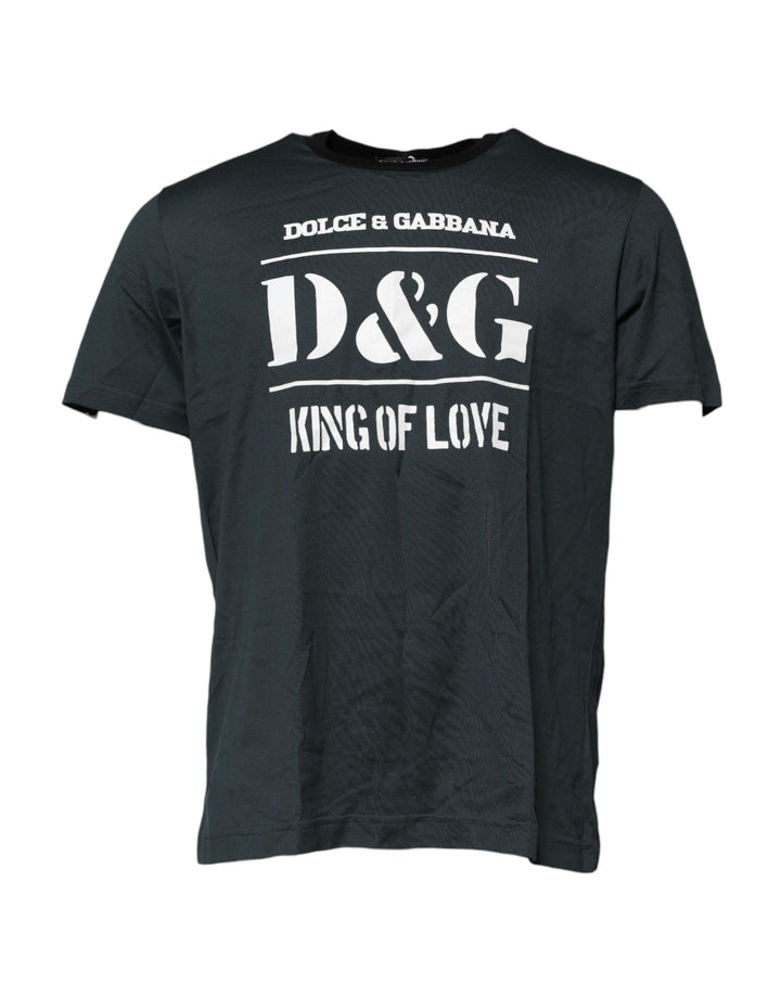 Dolce &amp; Gabbana Black Cotton Printed Short Sleeves T-shirt
