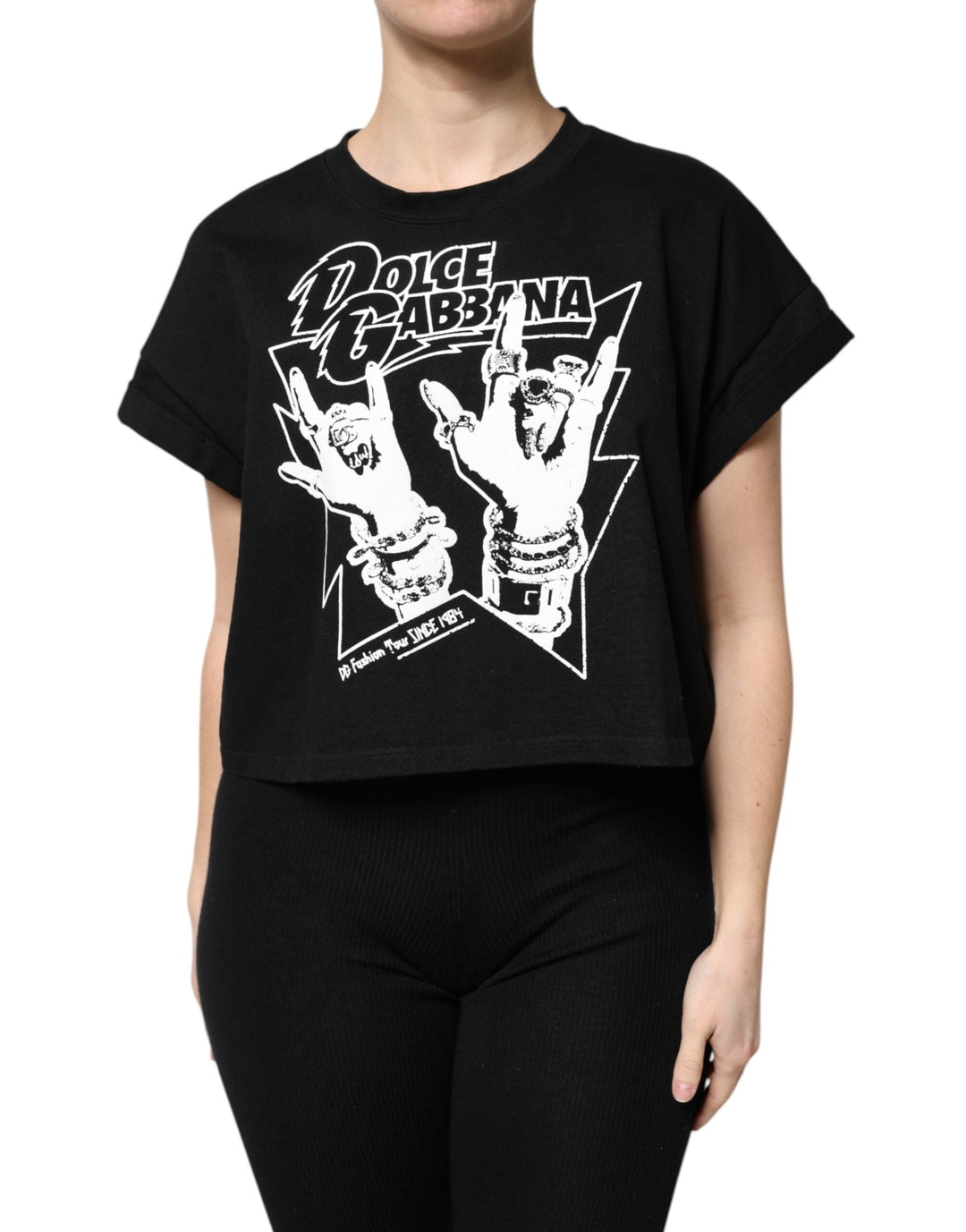 Dolce &amp; Gabbana - Black Cotton Printed Short Sleeves T-shirt
