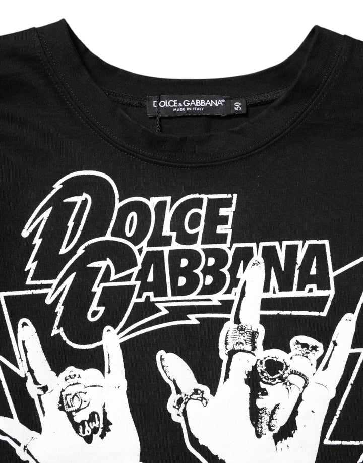 Dolce &amp; Gabbana - Black Cotton Printed Short Sleeves T-shirt