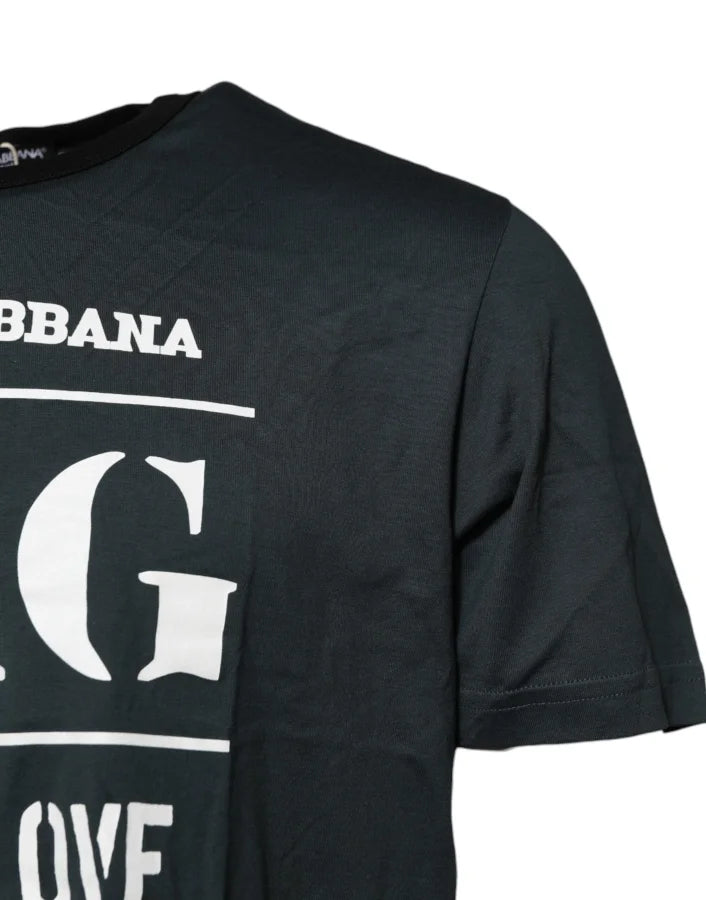 Dolce & Gabbana Black Cotton Printed Short Sleeves T-shirt
