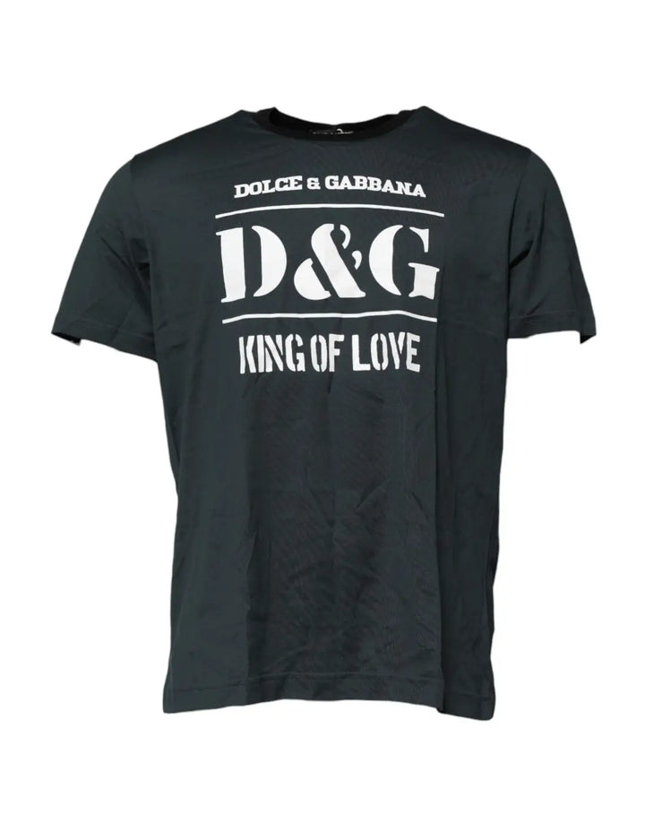 Dolce &amp; Gabbana Black Cotton Printed Short Sleeves T-shirt