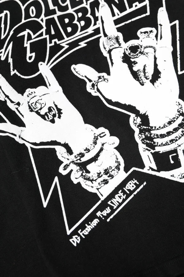 Dolce &amp; Gabbana Black Cotton Printed Short Sleeves T-shirt