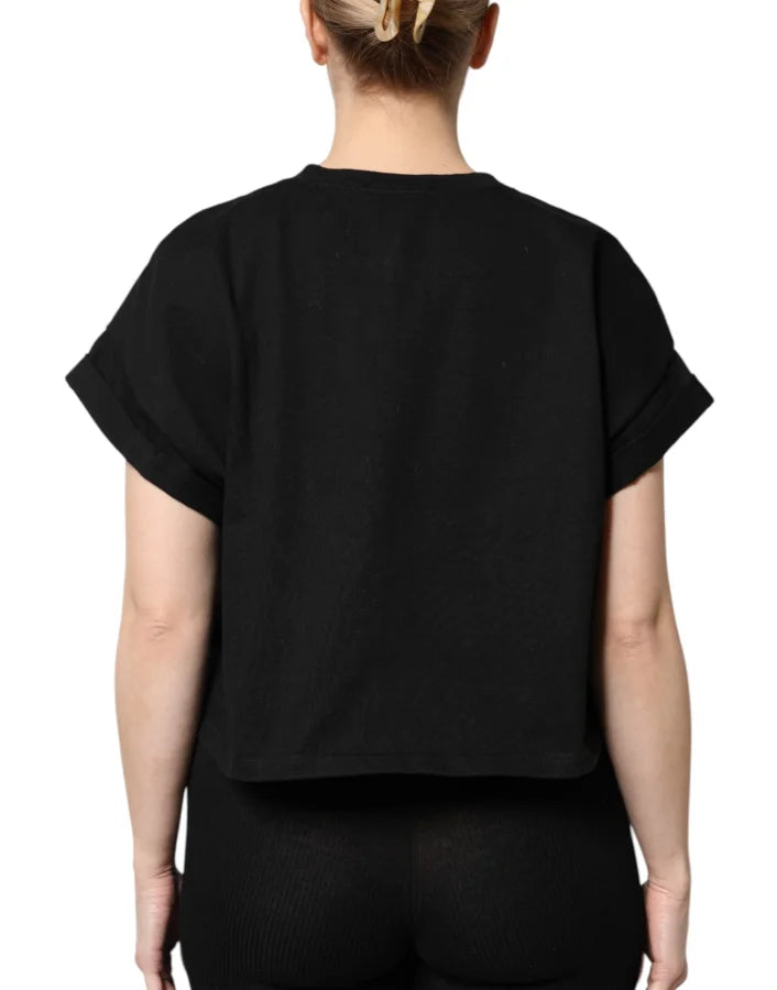 Dolce &amp; Gabbana Black Cotton Printed Short Sleeves T-shirt