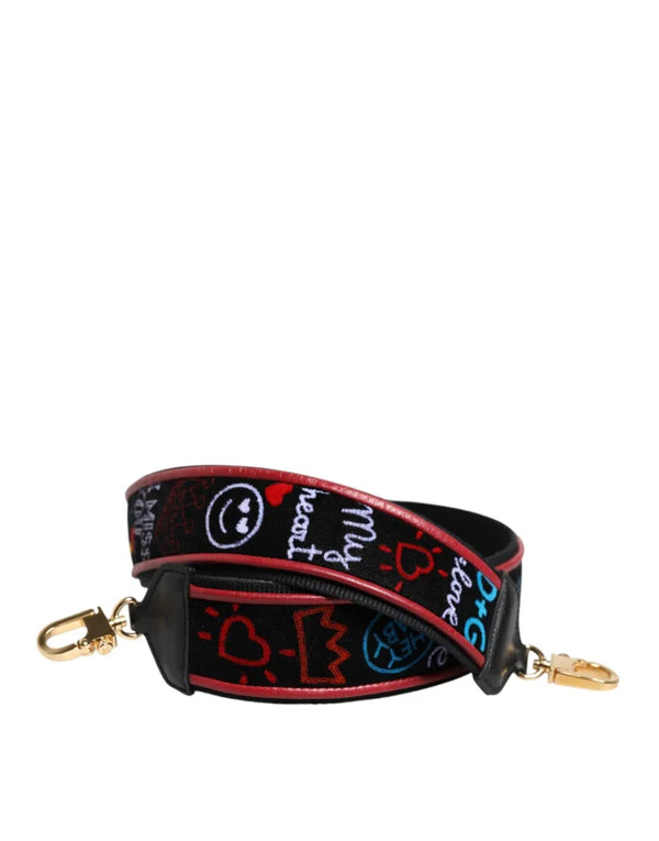 Dolce & Gabbana - Black Cotton Printed Women Bag Accessory Shoulder Strap