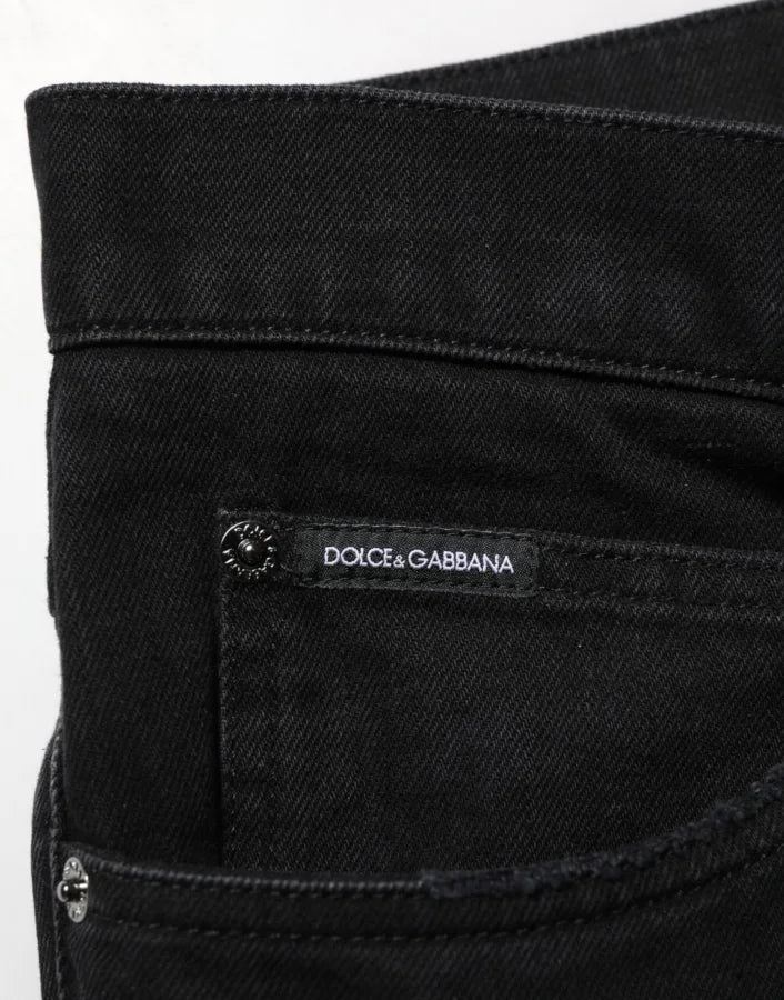 Dolce &amp; Gabbana Black Cotton Regular Denim Men Trouser Jeans