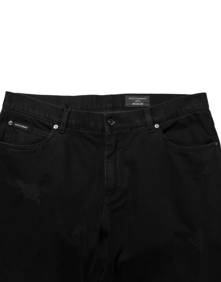 Dolce &amp; Gabbana Black Cotton Regular Denim Men Trouser Jeans