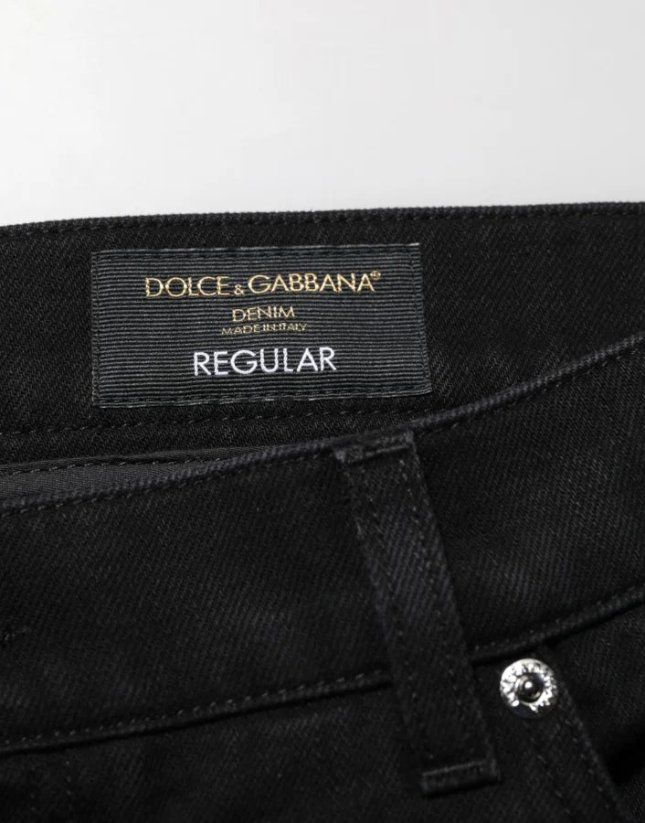 Dolce &amp; Gabbana Black Cotton Regular Denim Men Trouser Jeans