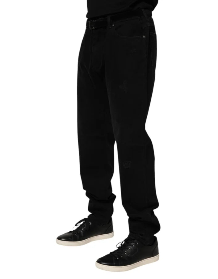 Dolce &amp; Gabbana Black Cotton Regular Denim Men Trouser Jeans