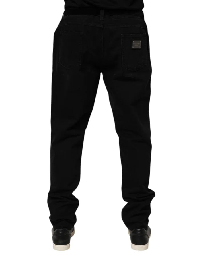 Dolce &amp; Gabbana Black Cotton Regular Denim Men Trouser Jeans