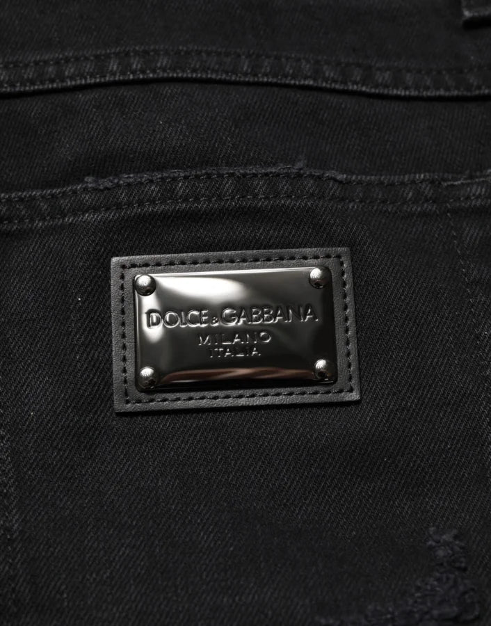 Dolce &amp; Gabbana Black Cotton Regular Denim Men Trouser Jeans