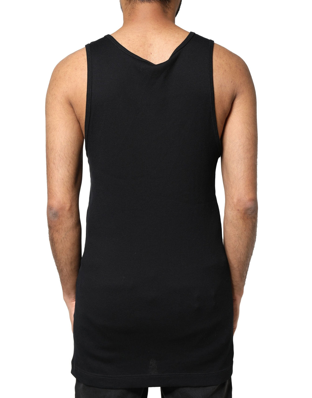 Dolce &amp; Gabbana Black Cotton Rip Style Sleeveless Men Tank T-shirt