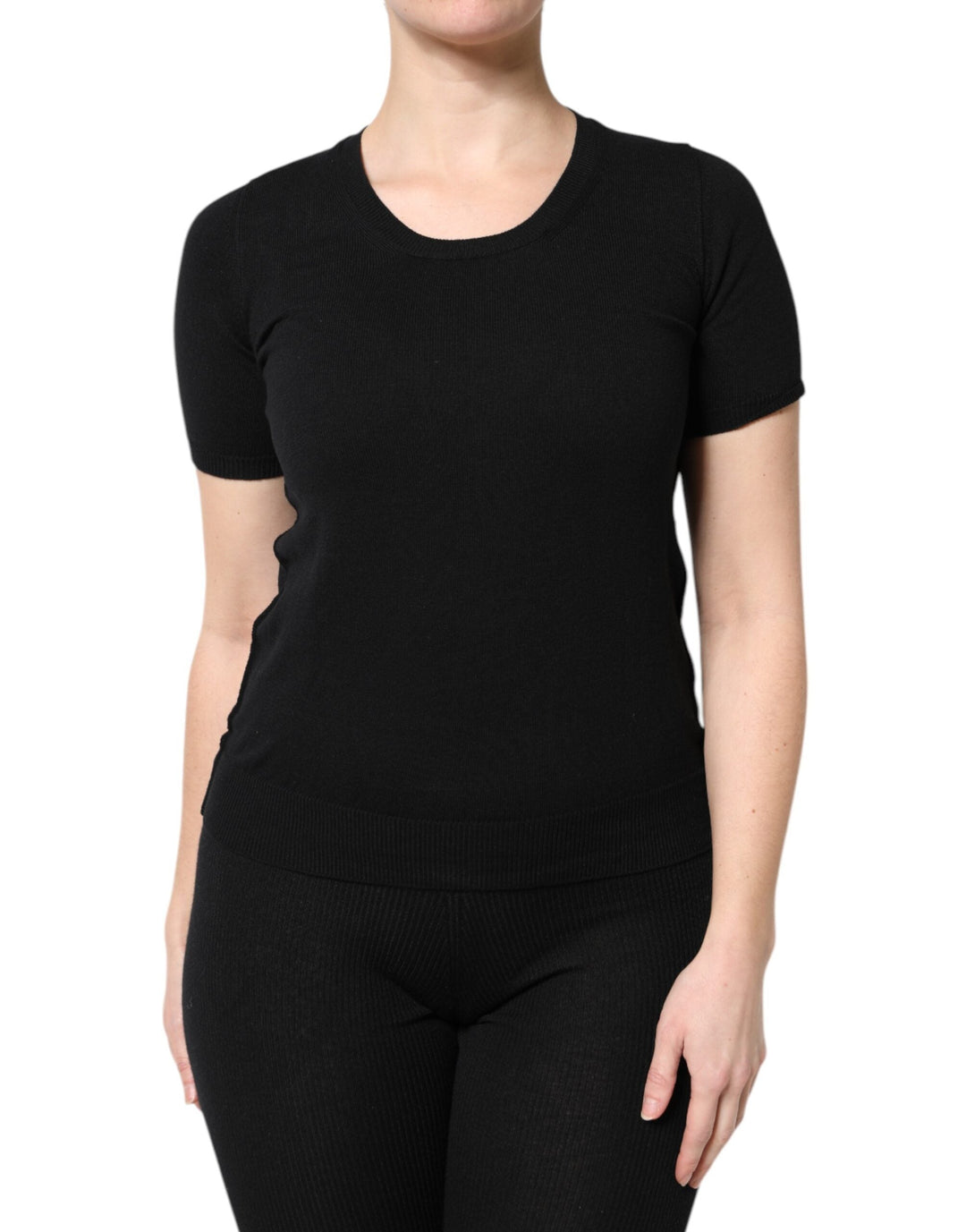 Dolce &amp; Gabbana - Black Cotton Round Neck Short Sleeve T-shirt