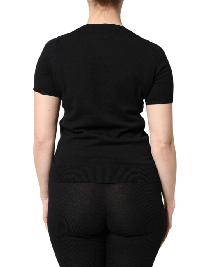 Dolce &amp; Gabbana - Black Cotton Round Neck Short Sleeve T-shirt