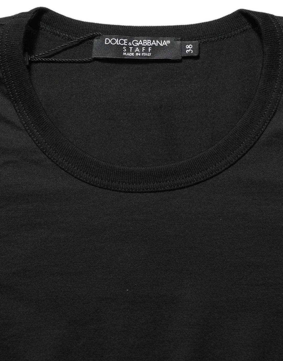 Dolce &amp; Gabbana T-Shirts - Black Cotton Round Neck Short Sleeve T-shirt