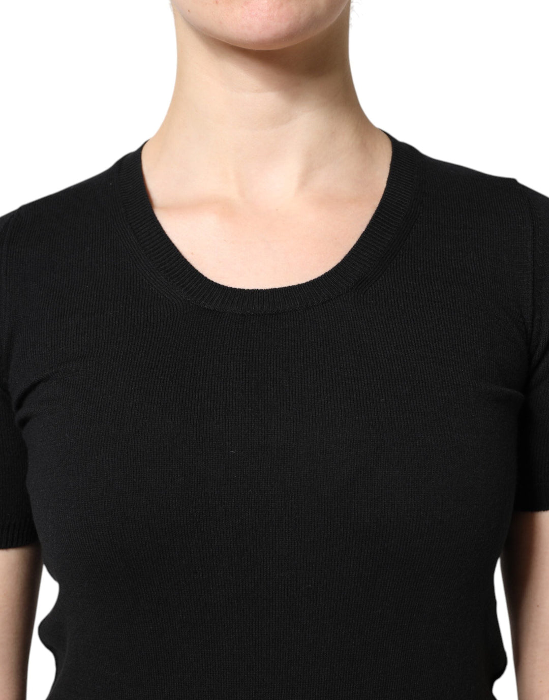 Dolce &amp; Gabbana - Black Cotton Round Neck Short Sleeve T-shirt