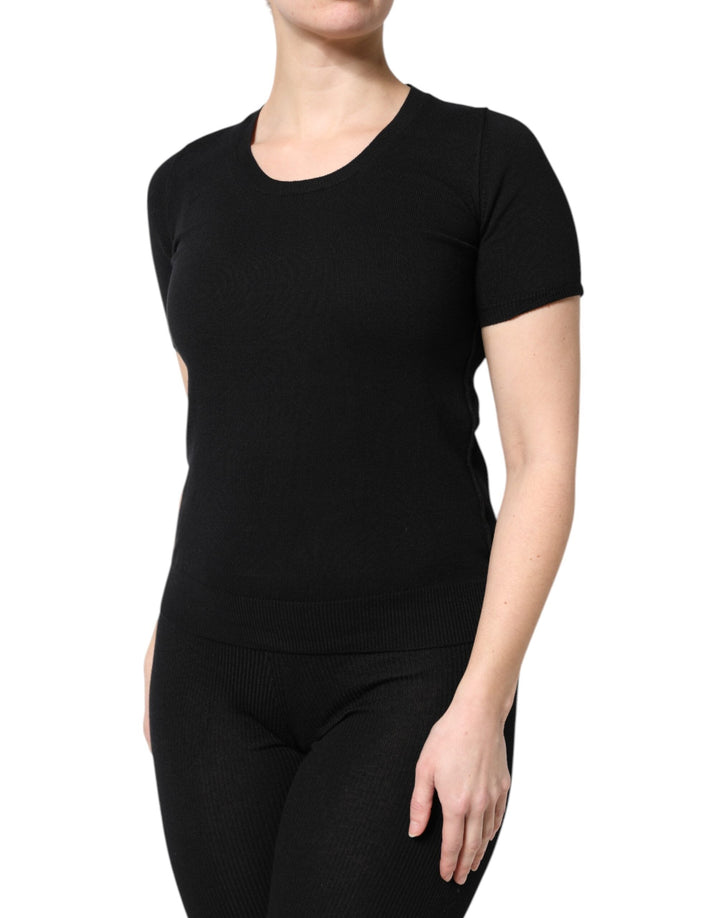 Dolce &amp; Gabbana - Black Cotton Round Neck Short Sleeve T-shirt