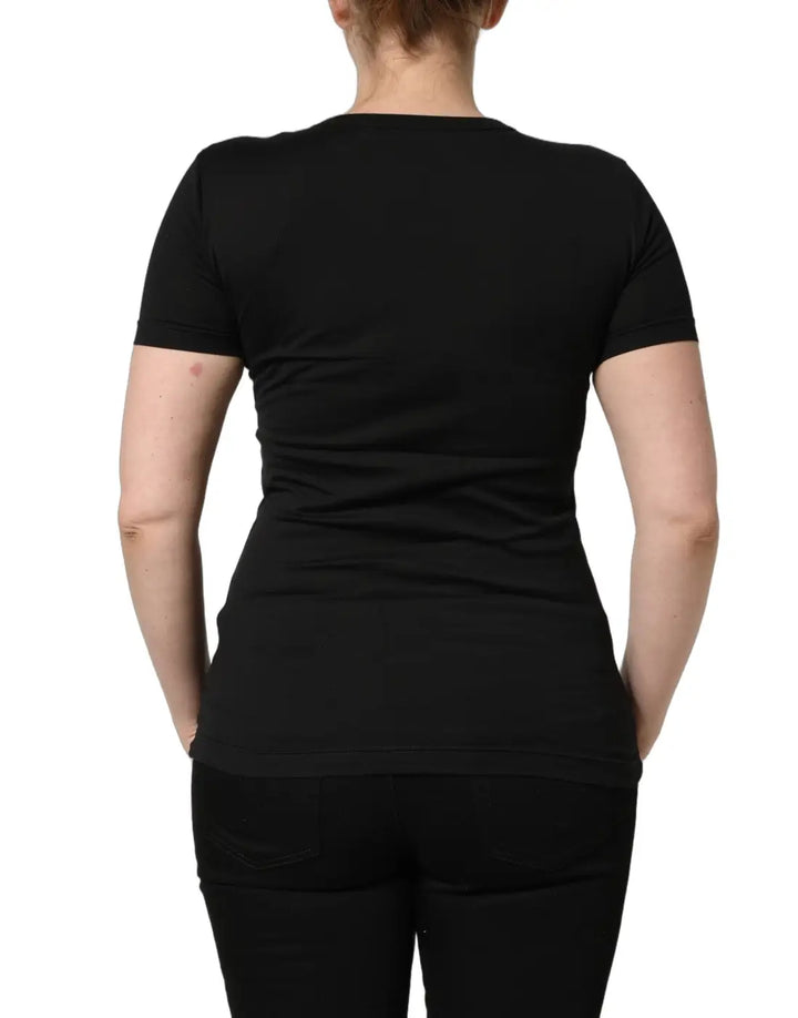 Dolce &amp; Gabbana Black Cotton Round Neck Short Sleeve T-shirt