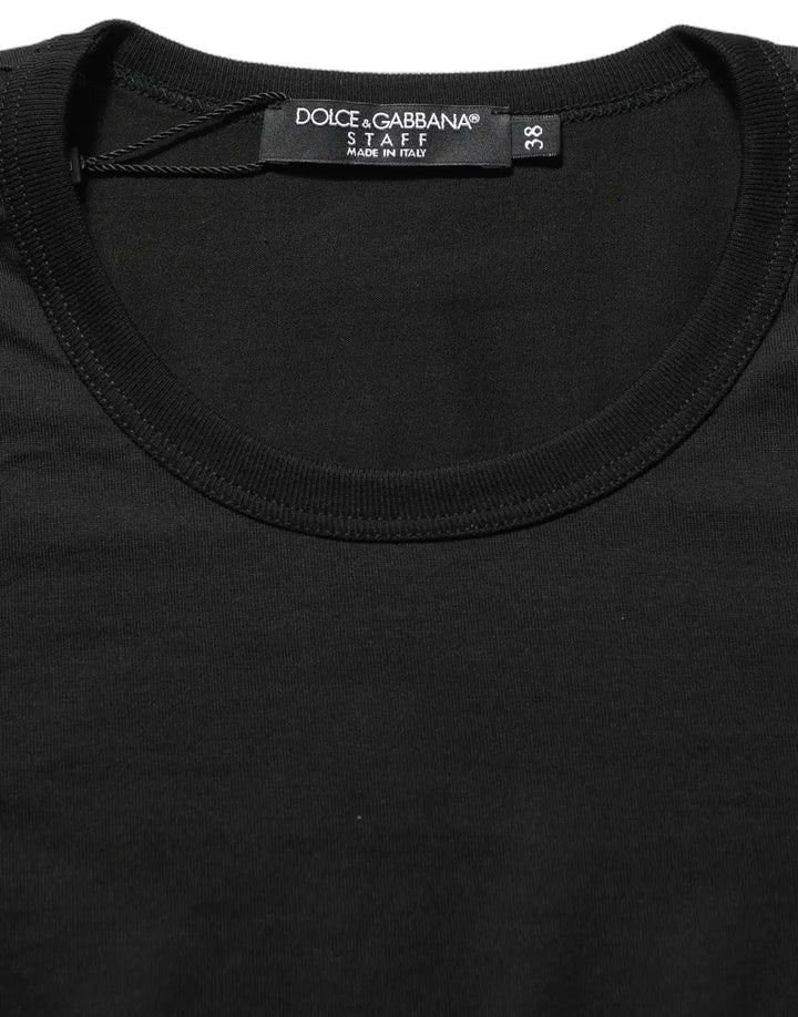 Dolce &amp; Gabbana Black Cotton Round Neck Short Sleeve T-shirt