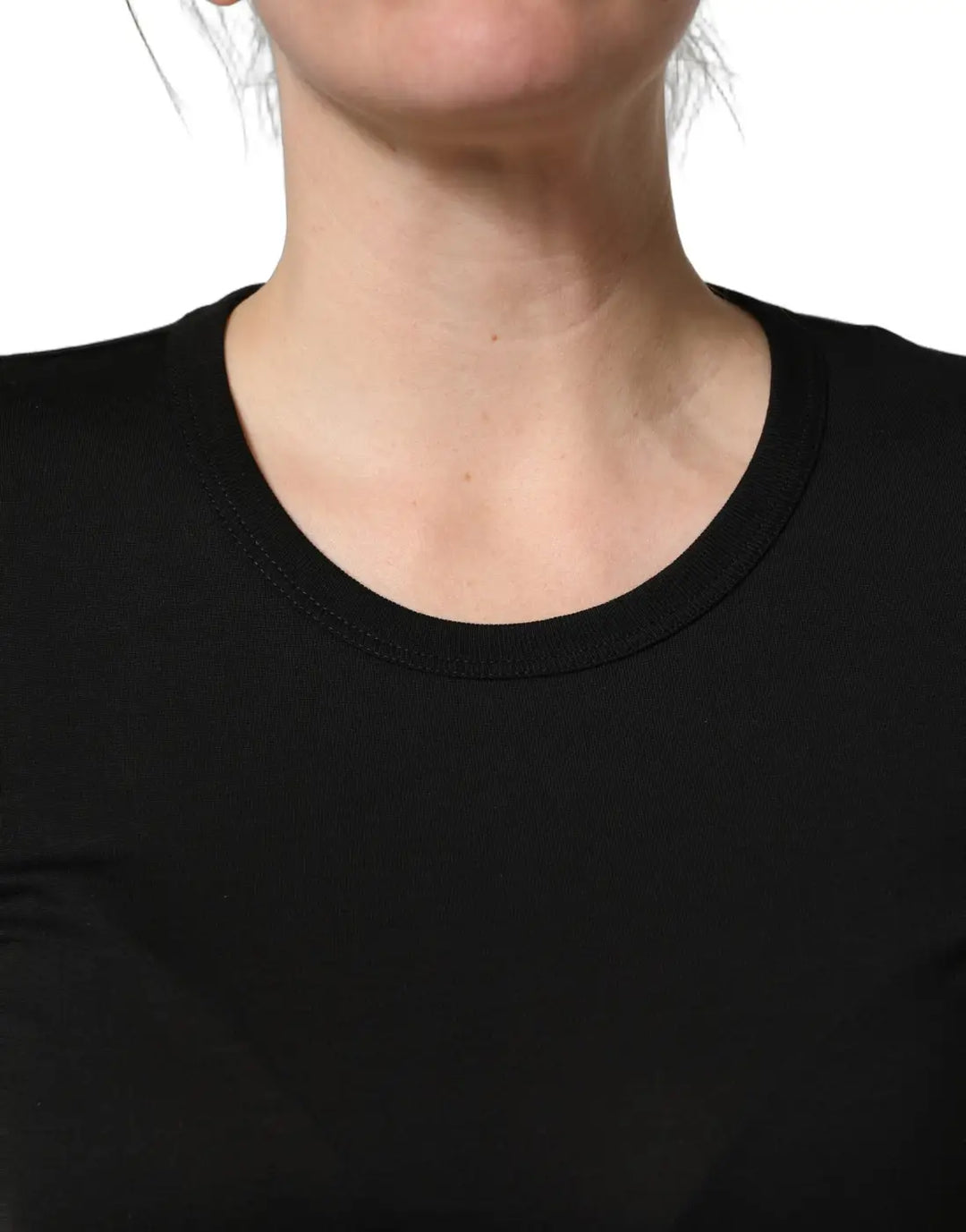 Dolce &amp; Gabbana Black Cotton Round Neck Short Sleeve T-shirt