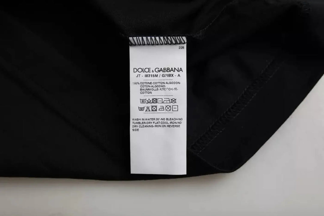 Dolce &amp; Gabbana Black Cotton Round Neck Short Sleeves Men T-shirt