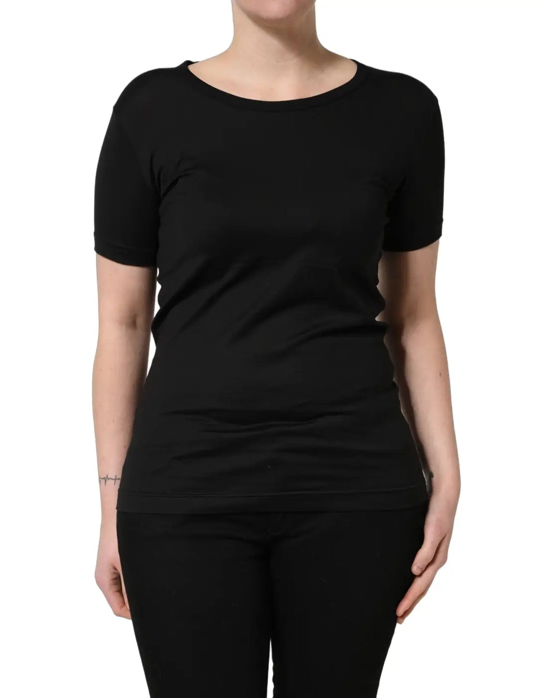 Dolce &amp; Gabbana Black Cotton Round Neck Short Sleeves T-Shirt