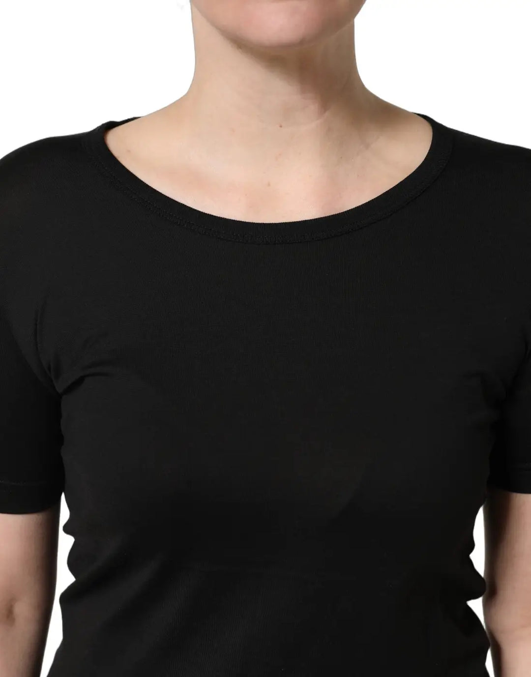 Dolce &amp; Gabbana Black Cotton Round Neck Short Sleeves T-Shirt