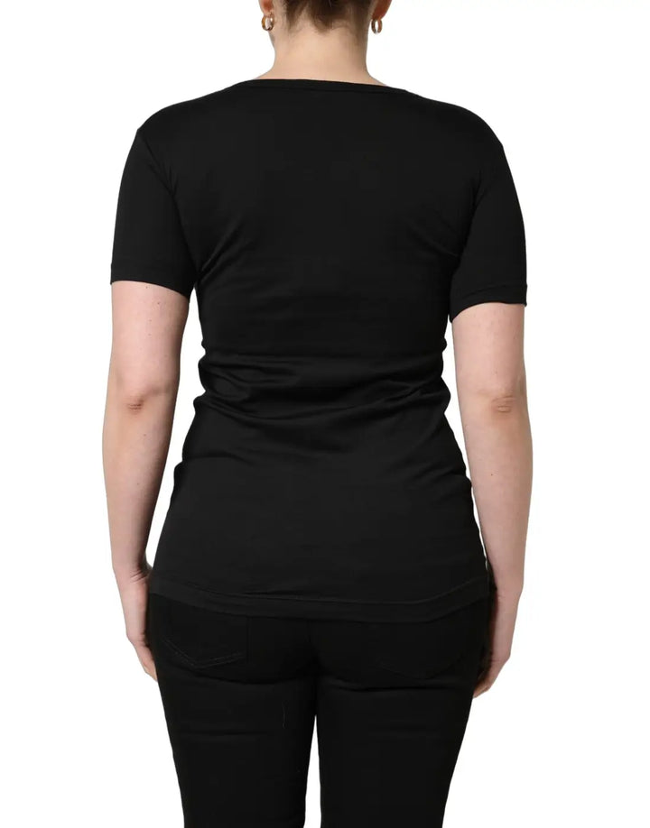 Dolce &amp; Gabbana Black Cotton Round Neck Short Sleeves T-Shirt