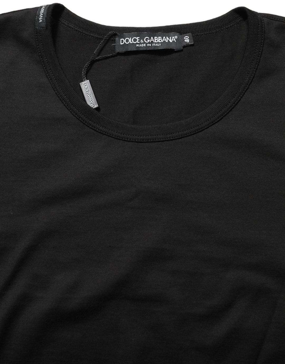 Dolce &amp; Gabbana T-Shirts - Black Cotton Round Neck Short Sleeves T-Shirt