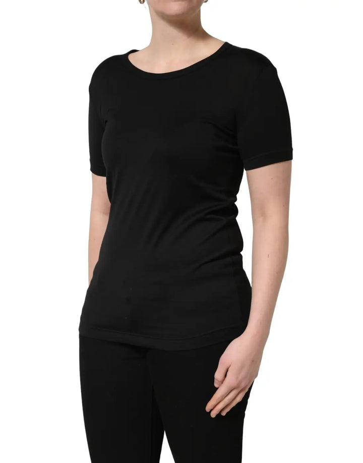 Dolce &amp; Gabbana Black Cotton Round Neck Short Sleeves T-Shirt