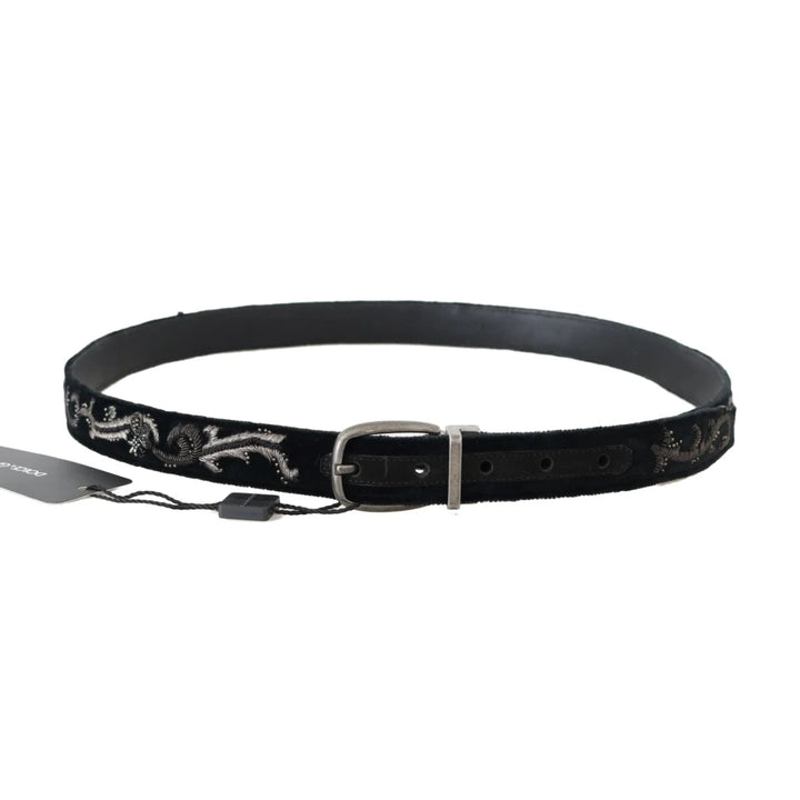 Dolce & Gabbana Black Cotton Royal Bee Embroidery Belt