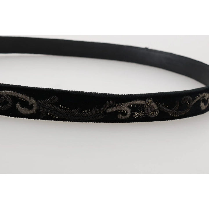 Dolce & Gabbana Black Cotton Royal Bee Embroidery Belt