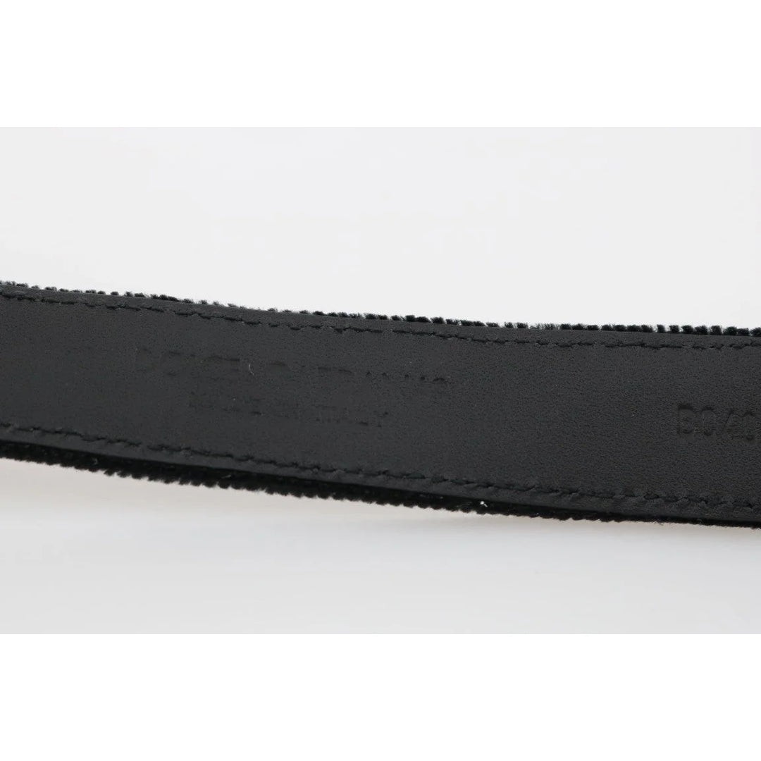 Dolce & Gabbana Black Cotton Royal Bee Embroidery Belt