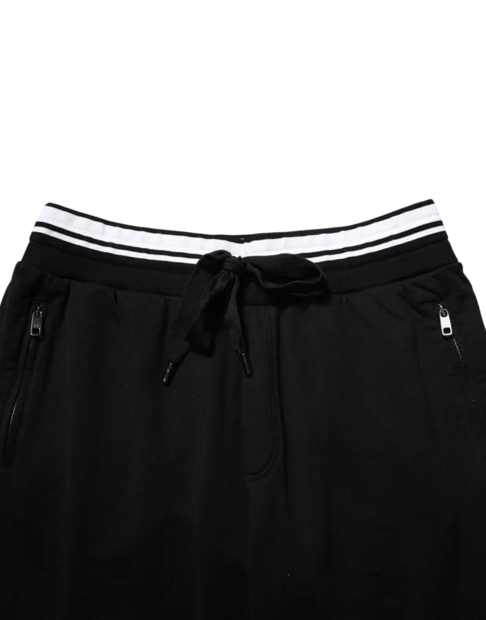 Dolce & Gabbana Black Cotton Sacred-Heart Men Jogger Pants