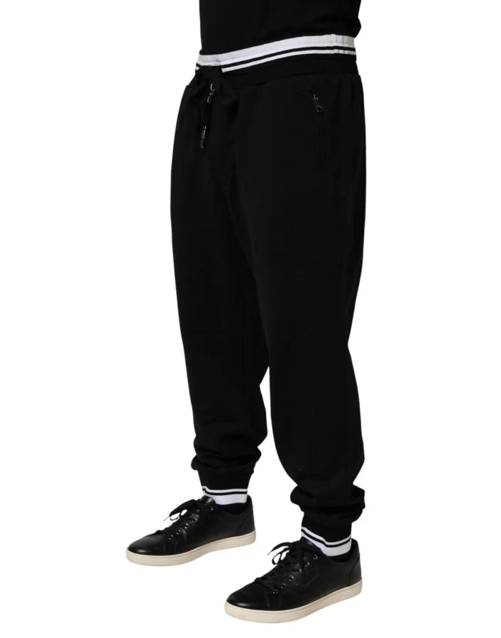 Dolce & Gabbana Black Cotton Sacred-Heart Men Jogger Pants